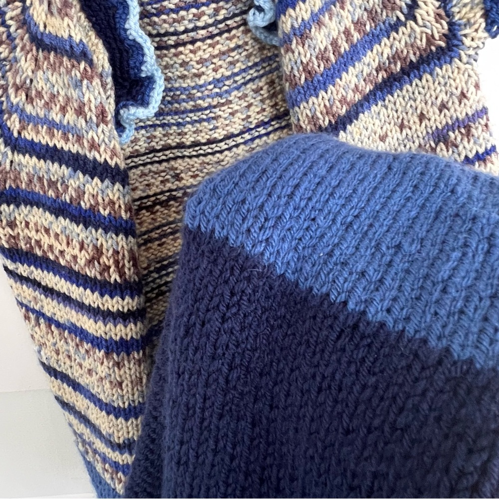 Handmade Blue Striped Cap Sleeve Tunic Sweater Vest. Size Small. - Picture 4 of 9